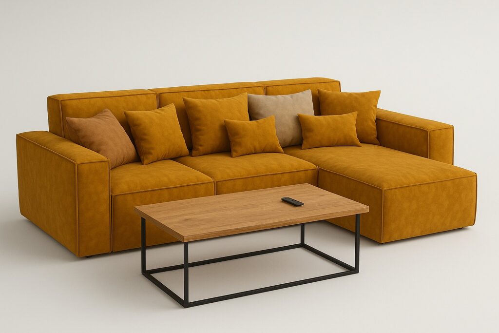 K Design brown fabric corner sofa with modern design